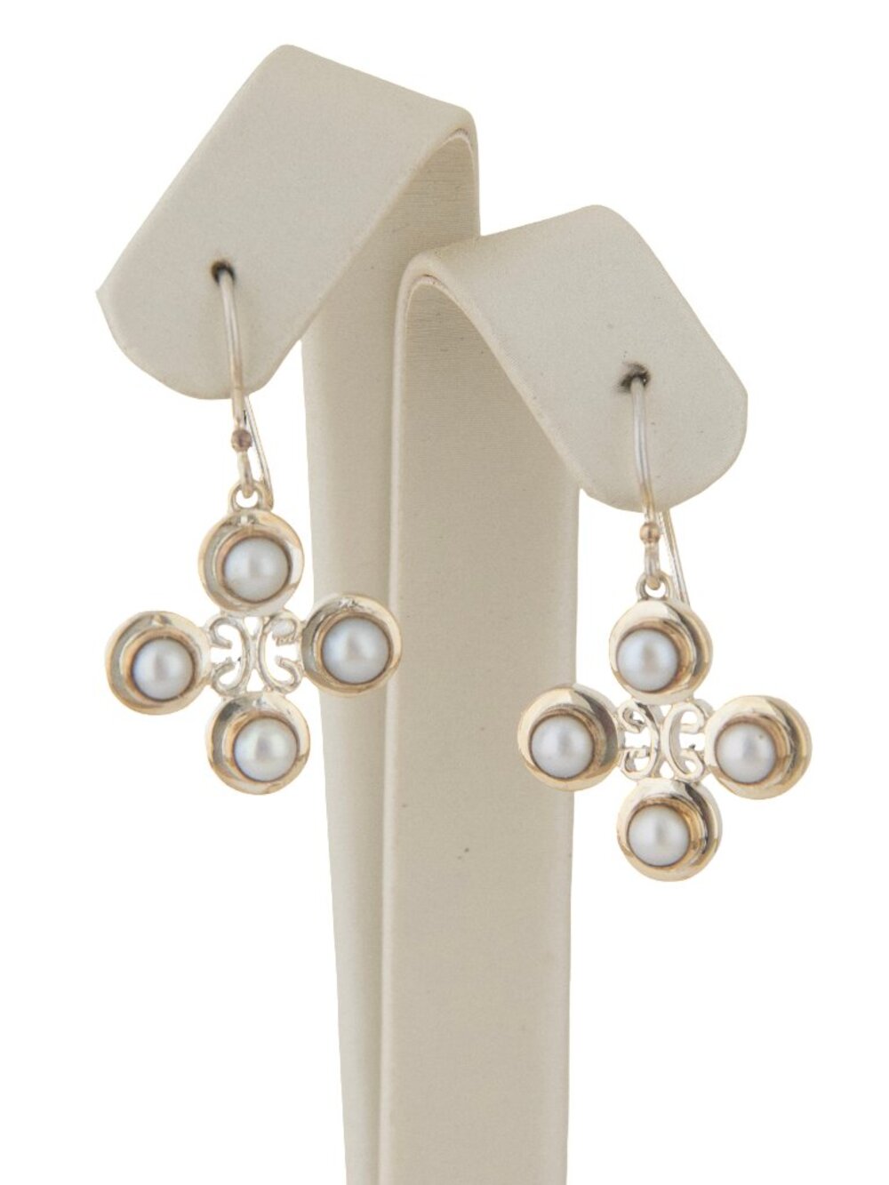 Sterling Silver and 22K Gold Vermeil Earrings with Pearls